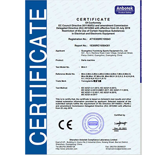 CE Certification for Dart Machines